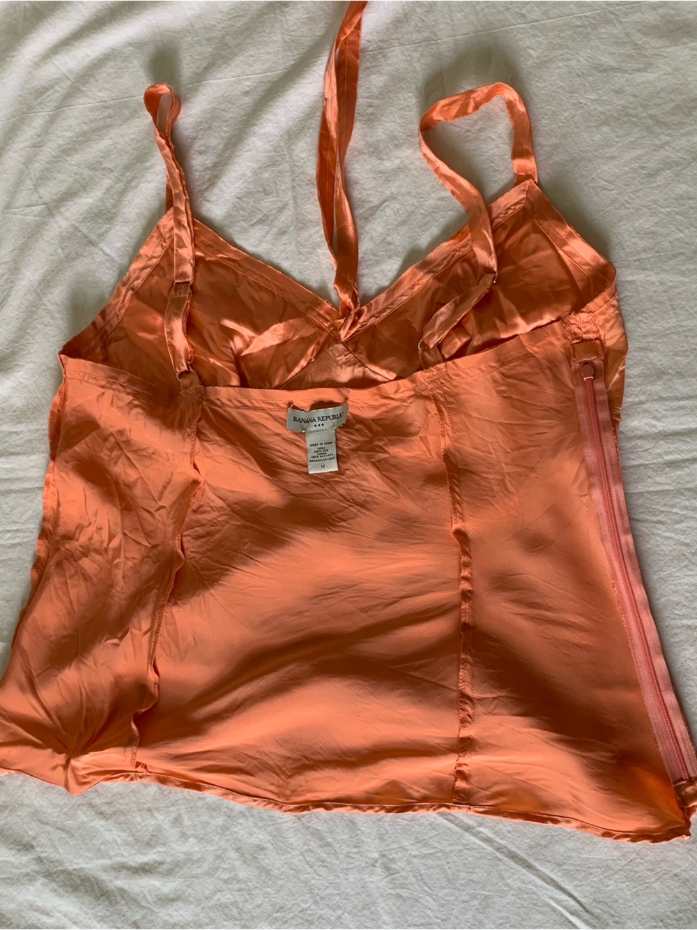 Banana Republic Coral 100% Silk Camisole with Tie Straps